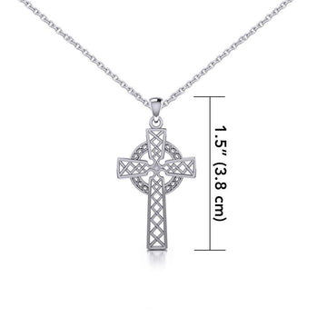Silver Hollow Celtic Cross Pendant and Chain Set TSE731 - Jewelry